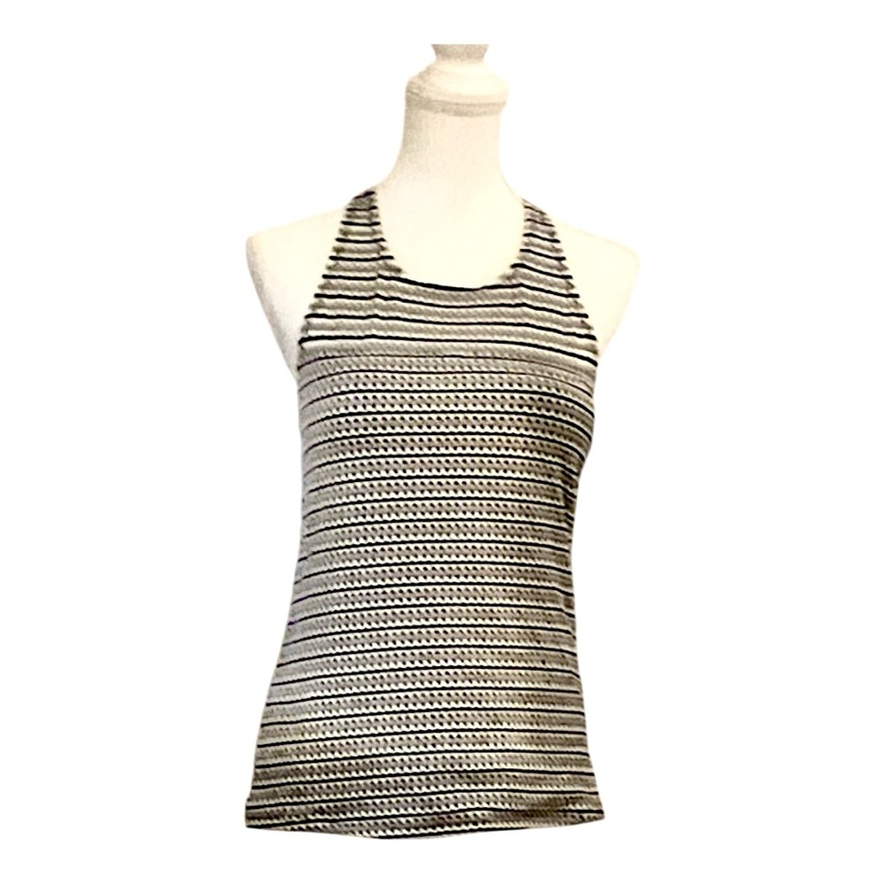 NWT ‘Anne Cole Signature’ Striped Black and White Halter Swim Top Size- Large